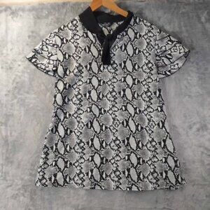 Curve Snakeskin Print Modern Bold Basic Y2k Edge Soft Black Collar A Vcut Top 1X